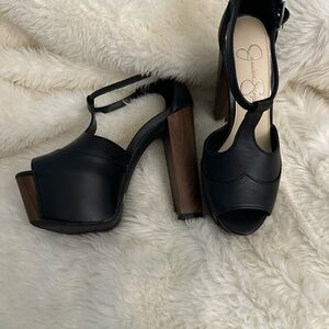 Jessica Simpson Black Peep-Toe Platform Sandals